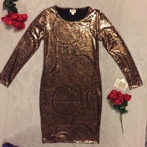 NWT small LuLaRoe Elegant Debbie Dress Gold